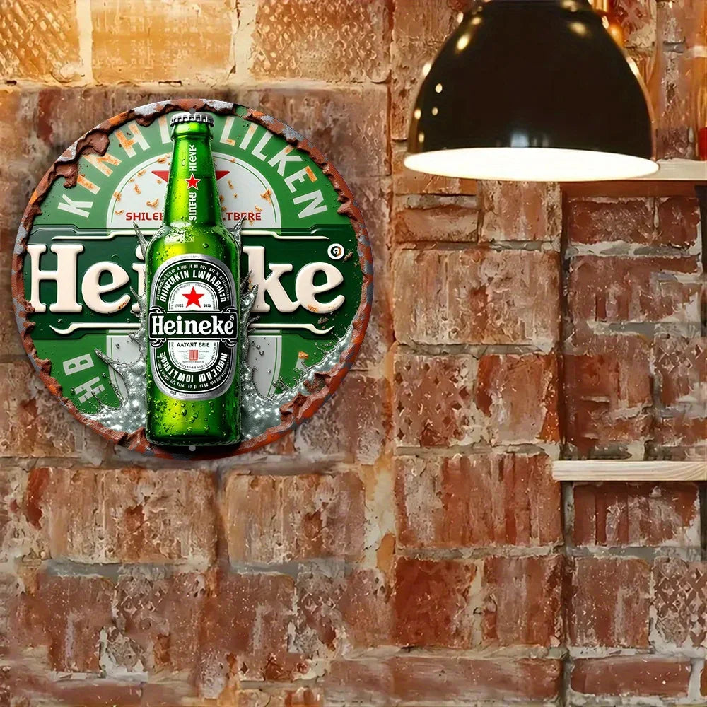 plaque métallique vintage logo heineken blanc vert rouge tekst kinh shilen brie aatant small