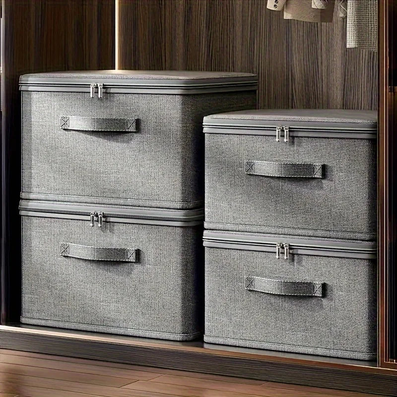 boîtes rangement réutilisables gris toile modernes poignées fermeture éclair XXL