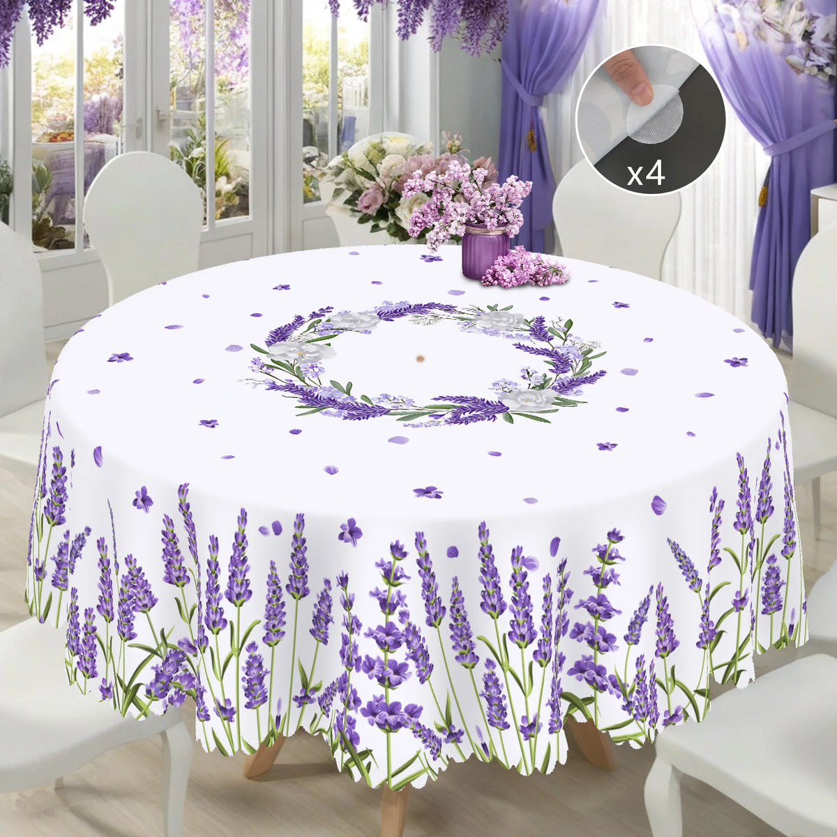 nappe fleur lavande motif floral table imperméable usage extérieur printemps mariage décoration classique violet
