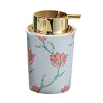 distributeur savon liquide mousse floral vintage blanc rouge vert or