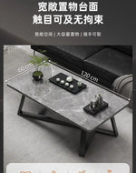 table basse moderne marbre blanc rectangle pieds métal assemblage facile salon 60cm 120cm