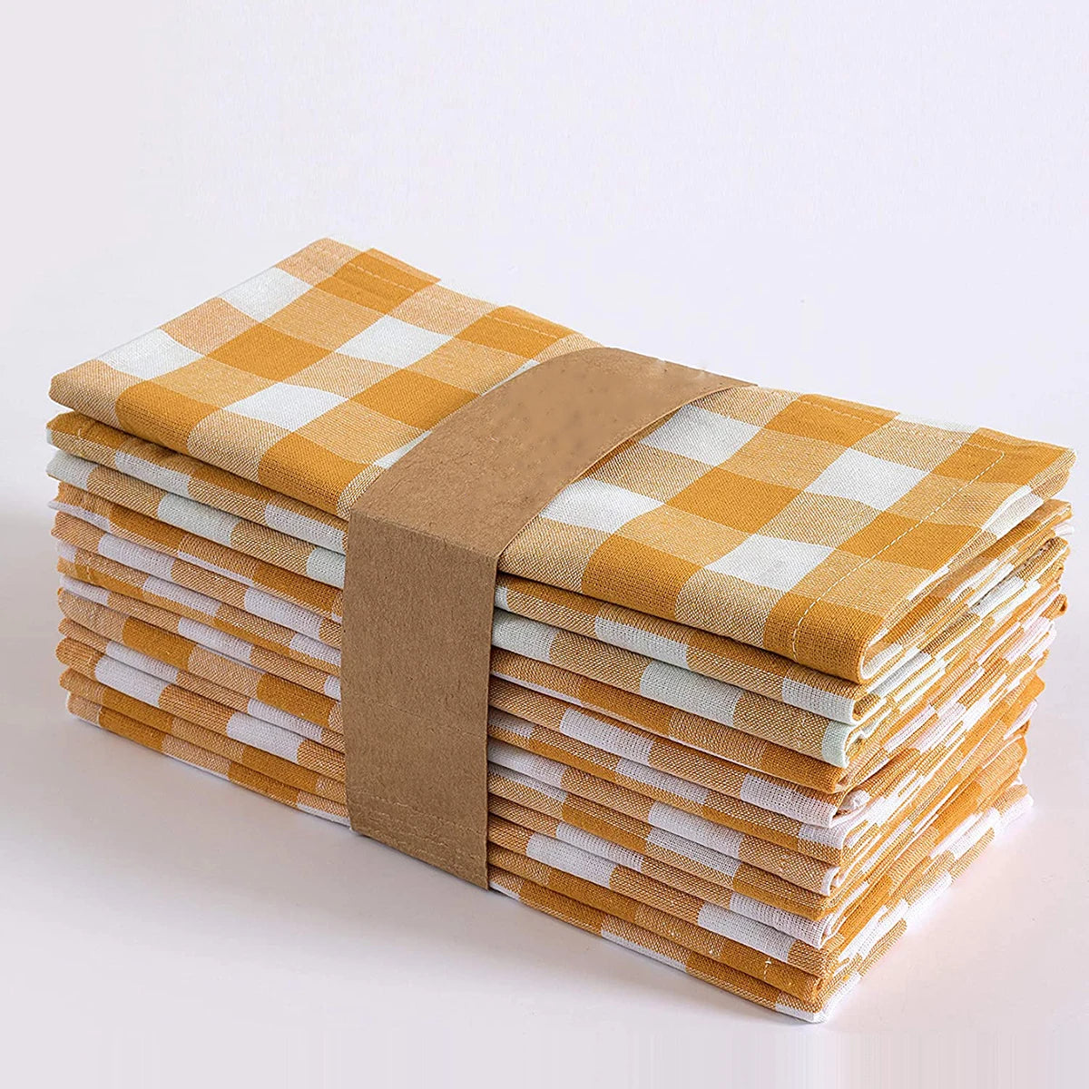 serviettes table orange blanches carreaux classiques pack 12 24 cm45cm