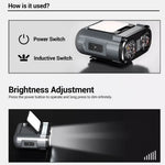 lampe frontale rechargeable led gris argenté réglable chasse pêche vélo emergency