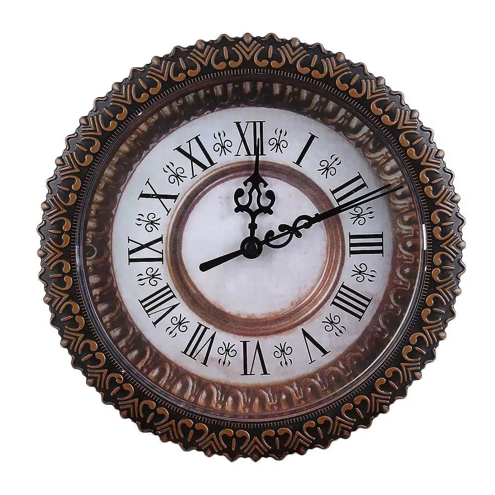horloges murales classiques quartz blanc doré bronze números romains cadran lignes noires decoration florale