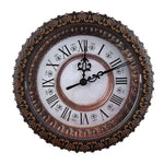 horloges murales classiques quartz blanc doré bronze números romains cadran lignes noires decoration florale