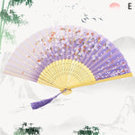 éventail traditionnel rouge fleurs oiseaux tassel noir blanc violet bleu floral