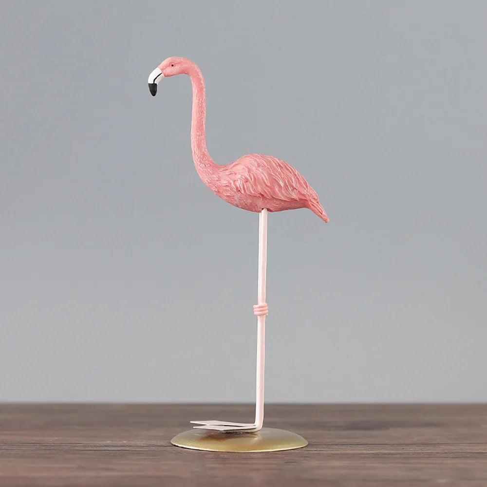 décoration maison oiseau flamant rose résine réaliste détail fin base plateau