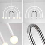suspension lumineuse moderne arc forme géométrique rouge bleu noir blanc