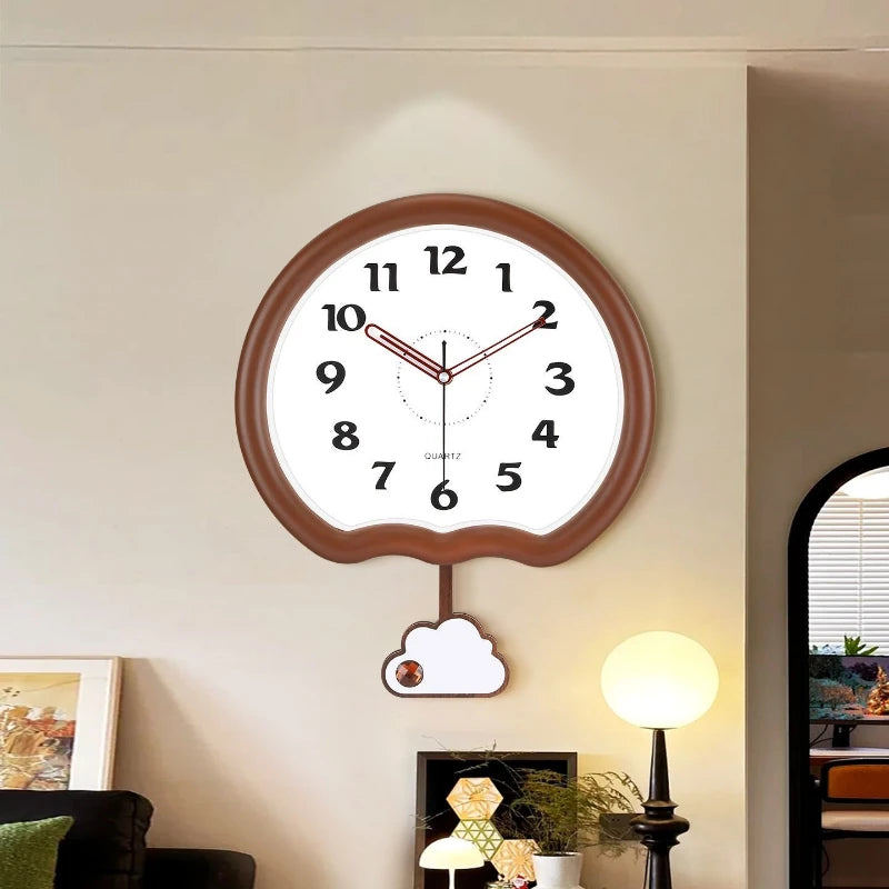 horloge murale nuage marron blanc vintage pendule decoratif minimaliste analogique