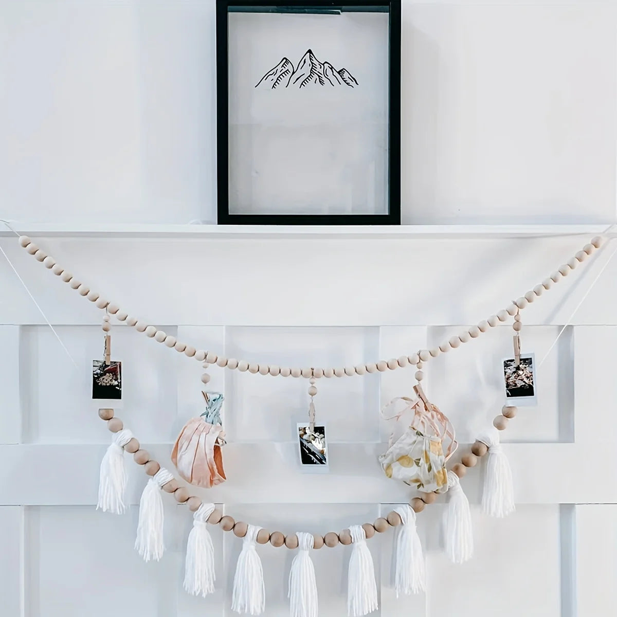 guirlande bois décorative bohème photos clips suspension chambre salon rustic chic