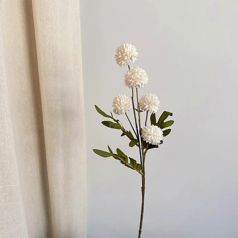 décoration intérieure bouquet dandelions artificiels 50cm couleurs automnales vase céramique blanc