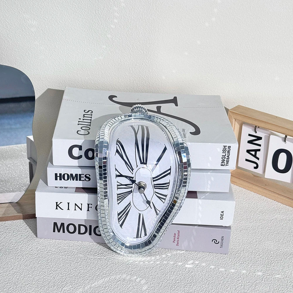 horloge argentée moderne miroir adhésif noir romains aiguille
