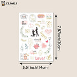stickers mariage amour floral romantique vintage élégant or rose vert adhésifscriçãoption