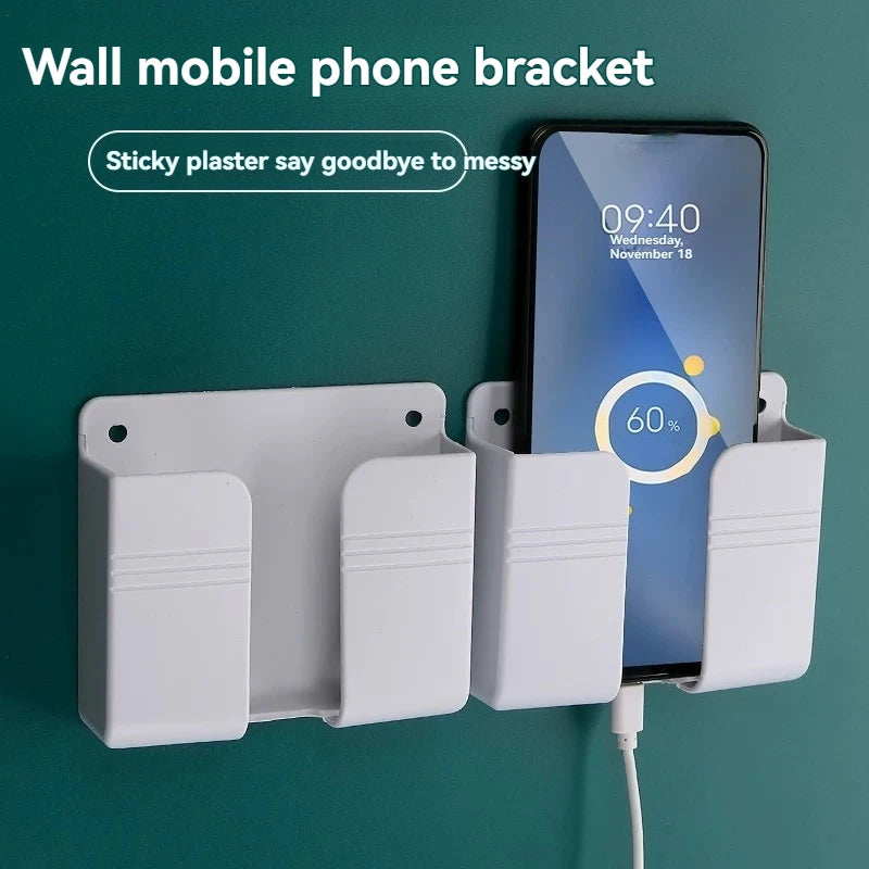 support mural téléphone portable blanc recharge filaire adhésif moderne rangement