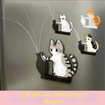 aimants réfrigérateur chat moustaches dessin animé vase noir blanc ornement collection autocollant