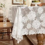nappe table transparente fleurs blanches moderne romantique réutilisable maison fête 140x200cm
