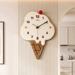 horloge murale moderne créative blanc jaune rouge noir glace crème chiffres pointeurs