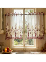 rideau brodé floral transparent classique blanc rouge beige salon cuisine
