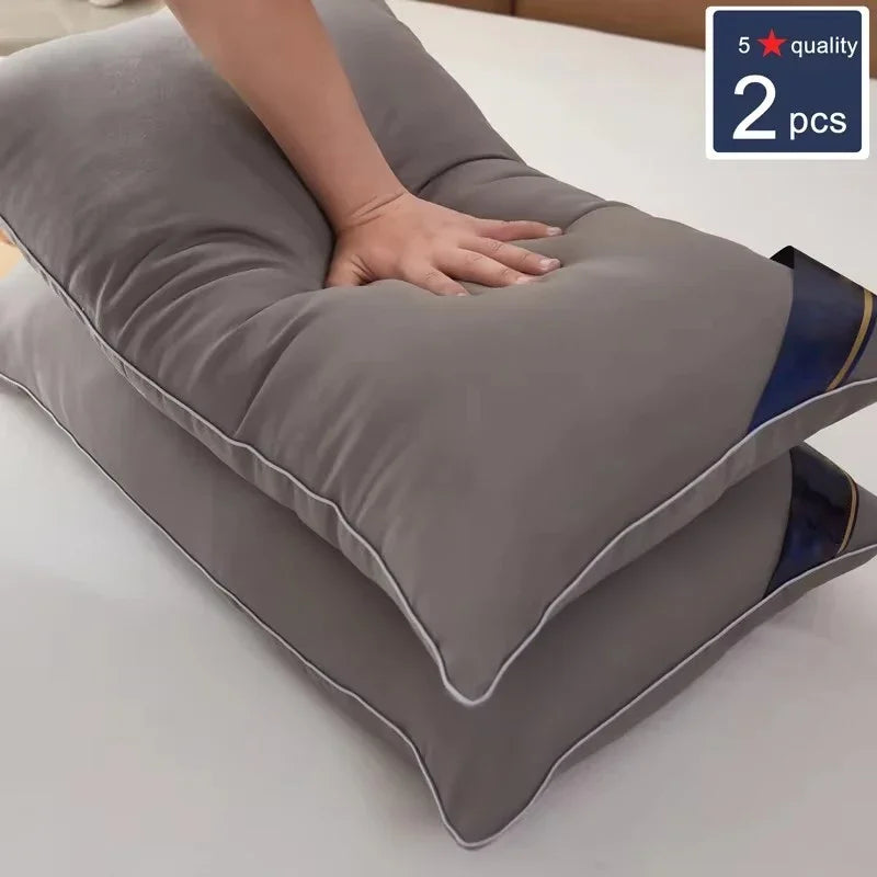 oreiller rectangulaire blanc rayures noires dorées moderne literie voyage confortable ferme hypoallergénique polyester