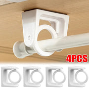support tringle rideau adhésif rotatif 360° barre rangement crochet blanc argenté moderne