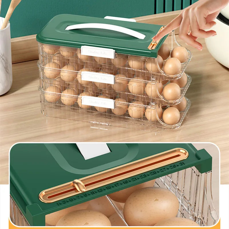 boîte œufs vert transparent réfrigérateur qualité alimentaire moderne pratique hermétique