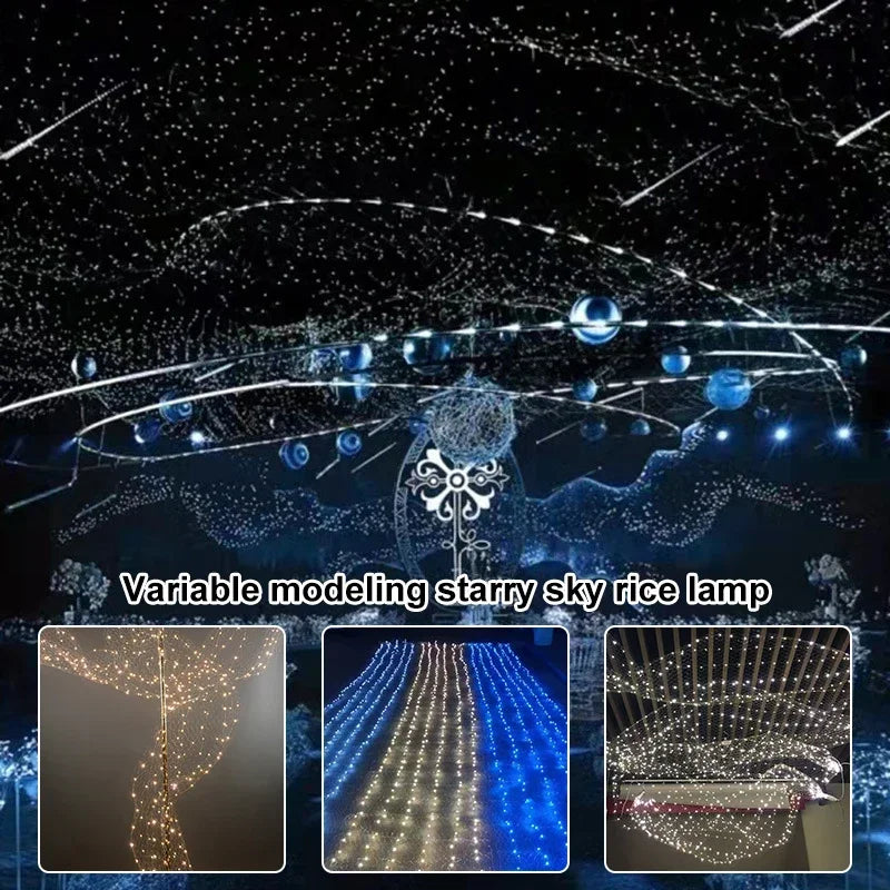 guirlande lumineuse bleu doré étoiles moderne adhésif connecteurs 10m 5m événements anniversaires fêtes noël