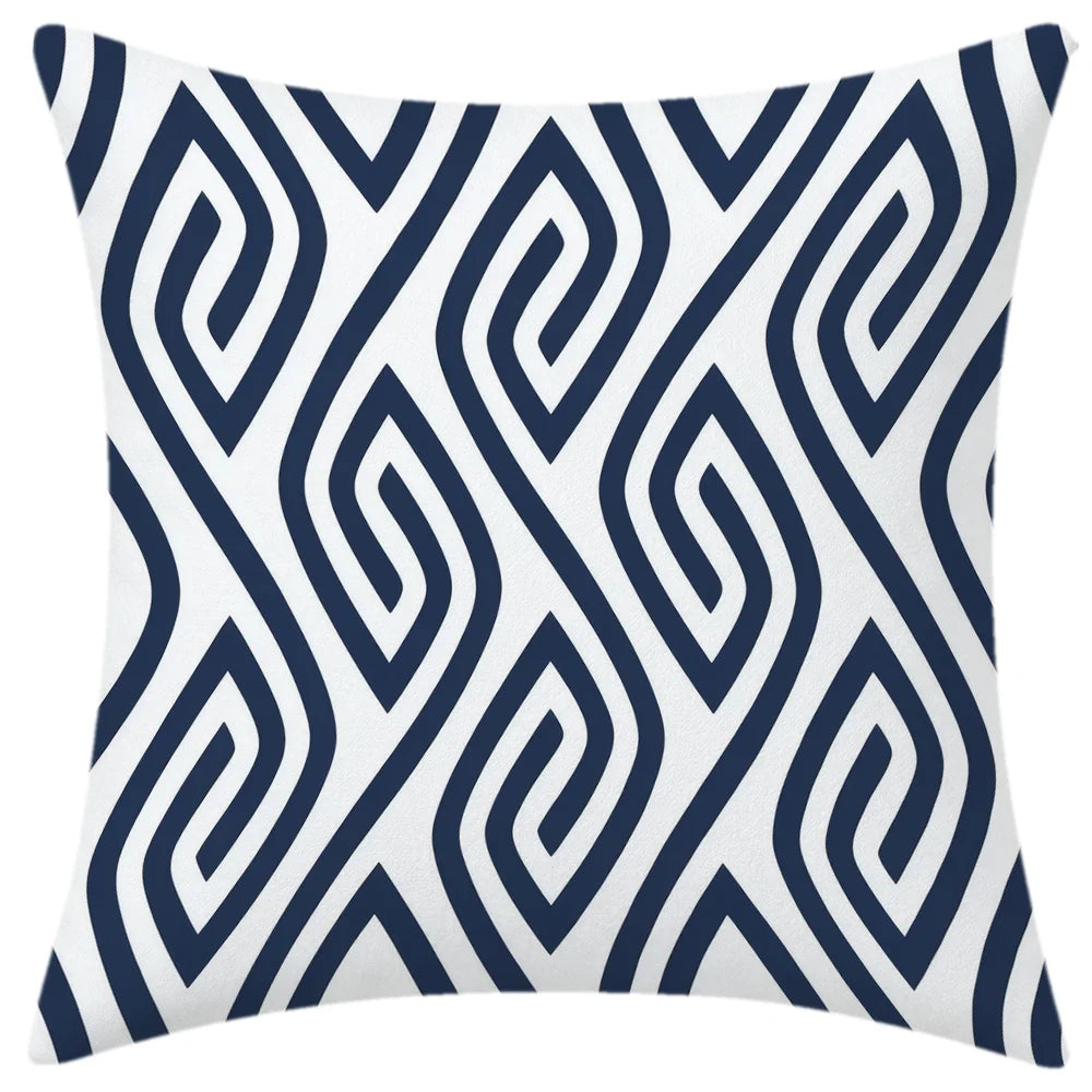 lot housses coussin géométriques bleu marine canapé salon chambre moderne