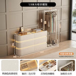 coiffeuse bois moderne beige miroir tiroirs tabouret étagère rangement chambre coucher