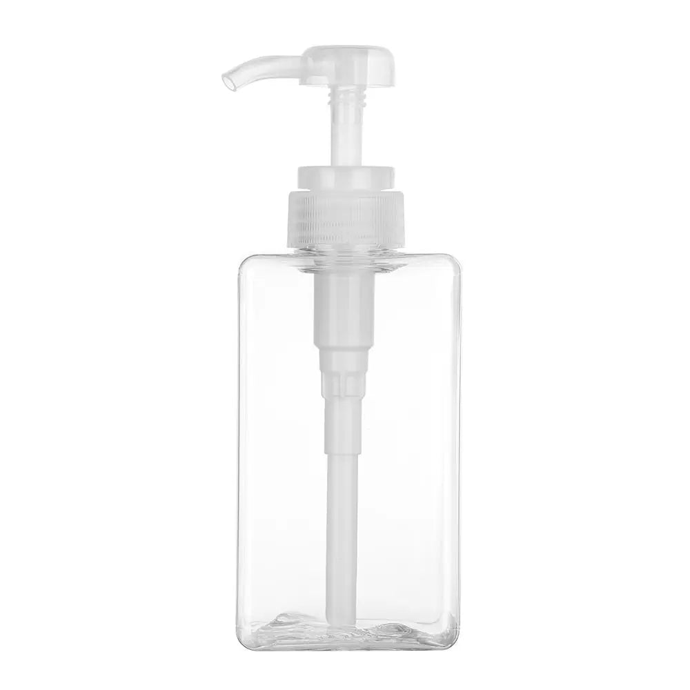 flacon pompe distributeur savon liquide mains transparent rectangulaire moderne minimaliste salle bain