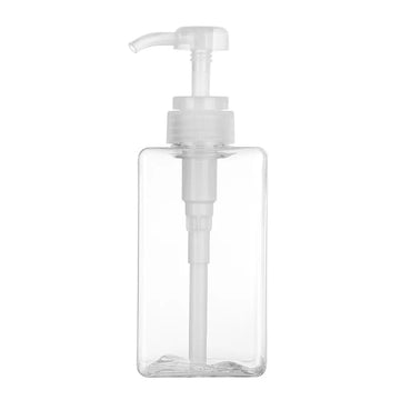 flacon pompe distributeur savon liquide mains transparent rectangulaire moderne minimaliste salle bain