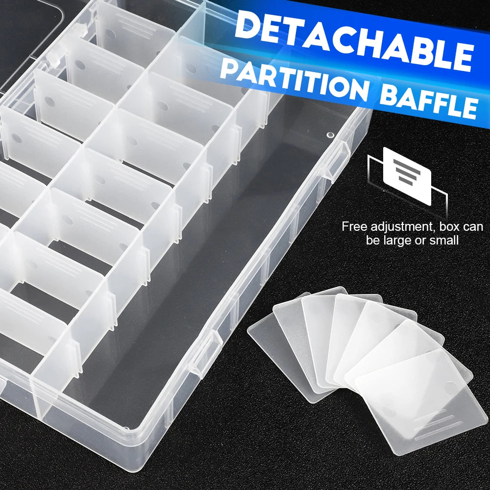 boîtes rangement transparentes modulaires grilles détachables organisation pratique bijoux outils écologiques plastique pp respectueux