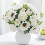 bouquet fleurs artificielles pivoine orange rouge beige vert blanc decoration mariage intérieur classique