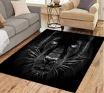 Détail du motif léopard sur tapis décoratif