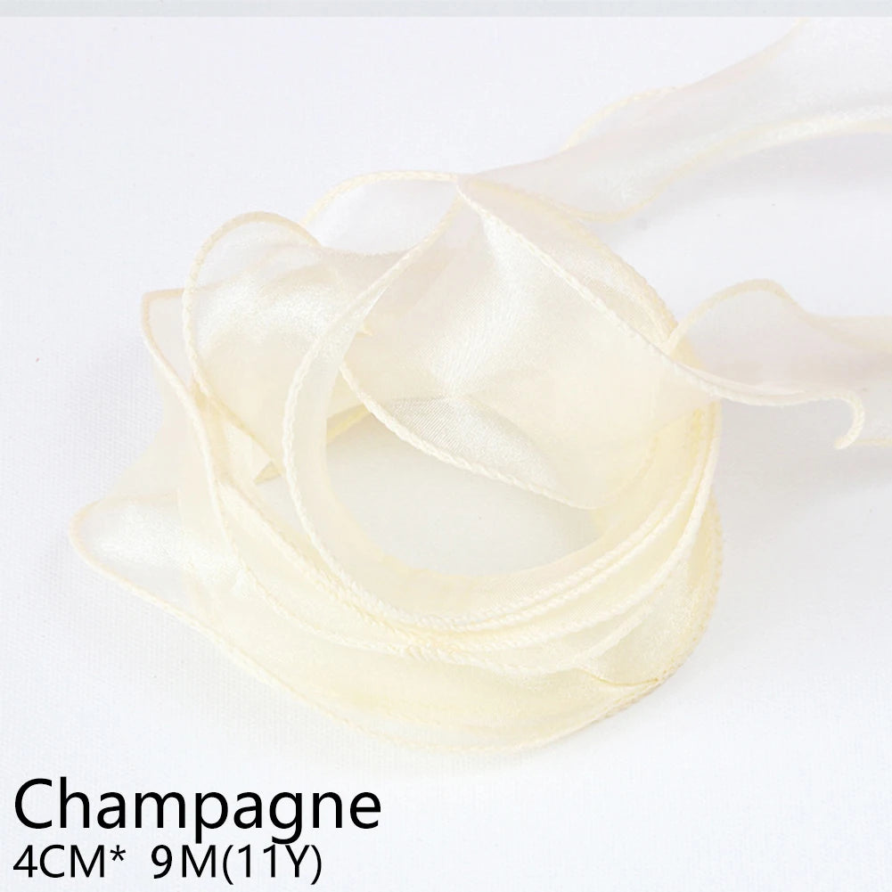 rubans dentelés organza polyester coloris unis 10m élégants mariage décoration bricolage bouquet