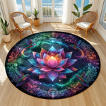 tapis multicolore mandala lotus oiseau boho moderne antidérapant salon chambre cuisine 80x80cm 120x120cm