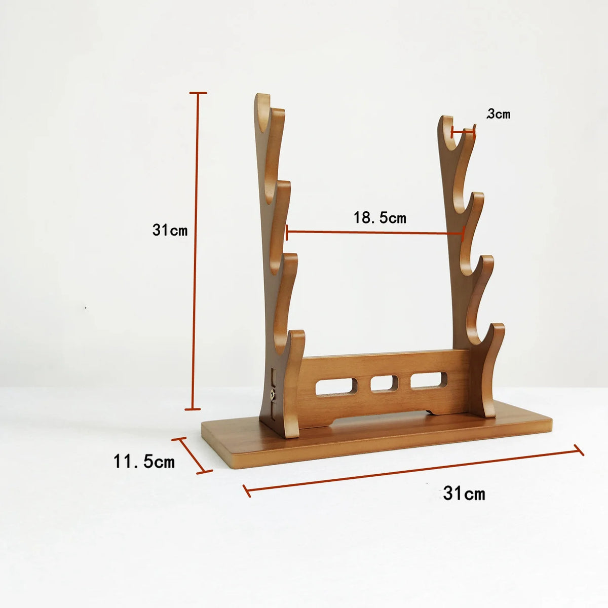 support épées bois moderne minimaliste noir brun clair katana sabres rack display salon