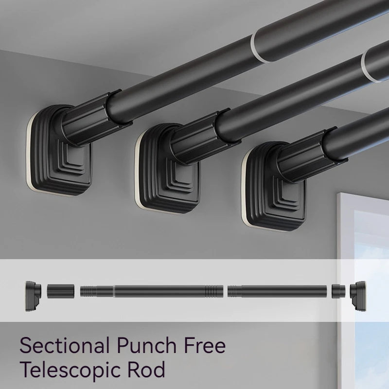 tringle douche réglable acier inoxydable antidérapante sans perçage noire moderne adhésif