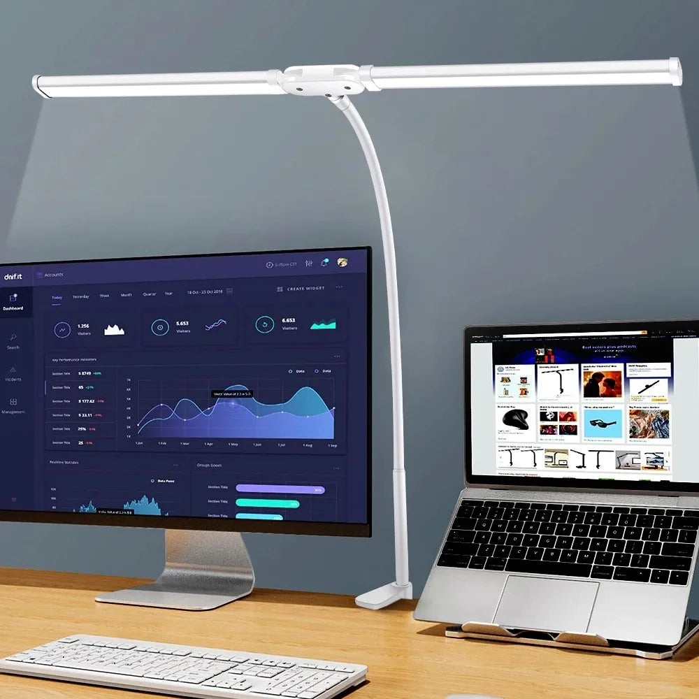 lampe led double tête réglable moderne serre tête flexible blanc noir minimaliste
