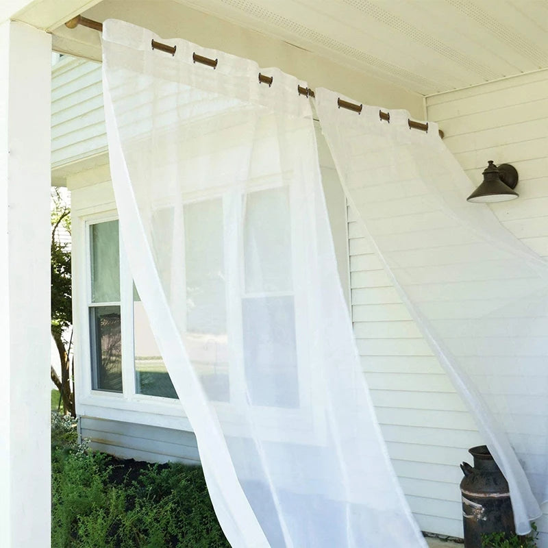 rideau extérieur imperméable voilage blanc translucide protection uv classiqueextérieurôtelcafétissu100 polyester