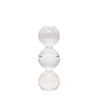 vase moderne transparent sphères empilées jaune clair rose bleu vert brun