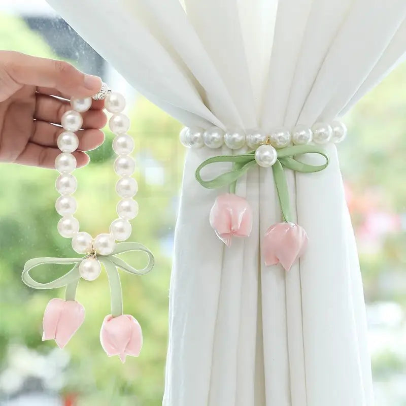 bracelet tulipe fleur ruban décoratif féminin blanc vert clair fleurs moderne