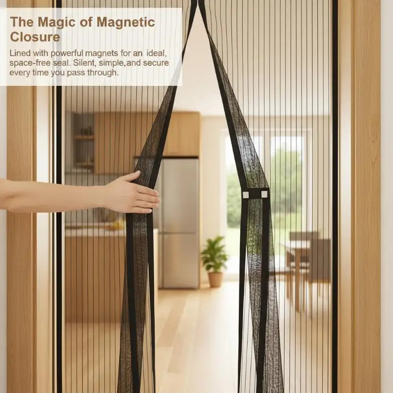 rideau moustiquaire porte maille anti insectes noir moderne adhésif auto agrippante fenetre maison cuisine