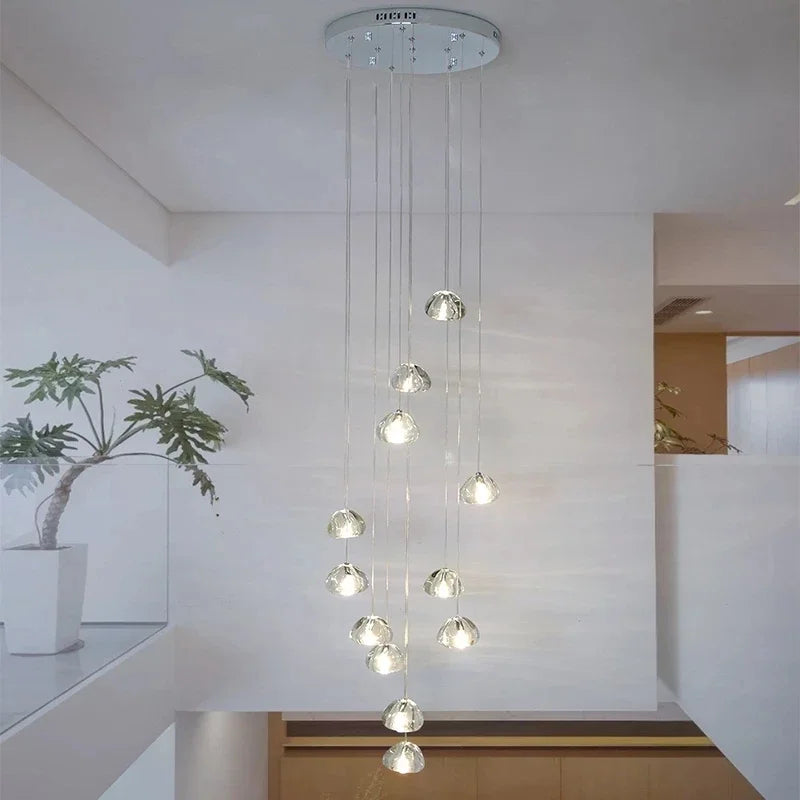 suspension lumineuse led transparente forme organique moderne 249 2000 lumens