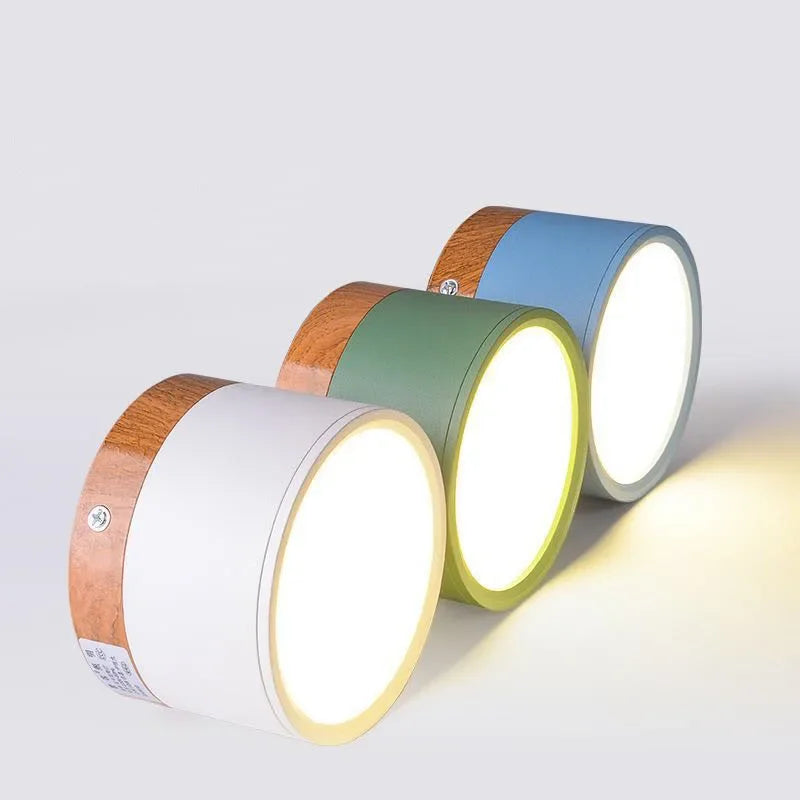 plafonnier led moderne rond bois blanc noir gris vert jaune rose nordique intérieur