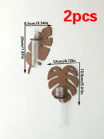 Support mural moderne feuille Monstera clips métalliques plante verte tube verre transparent chambre salon