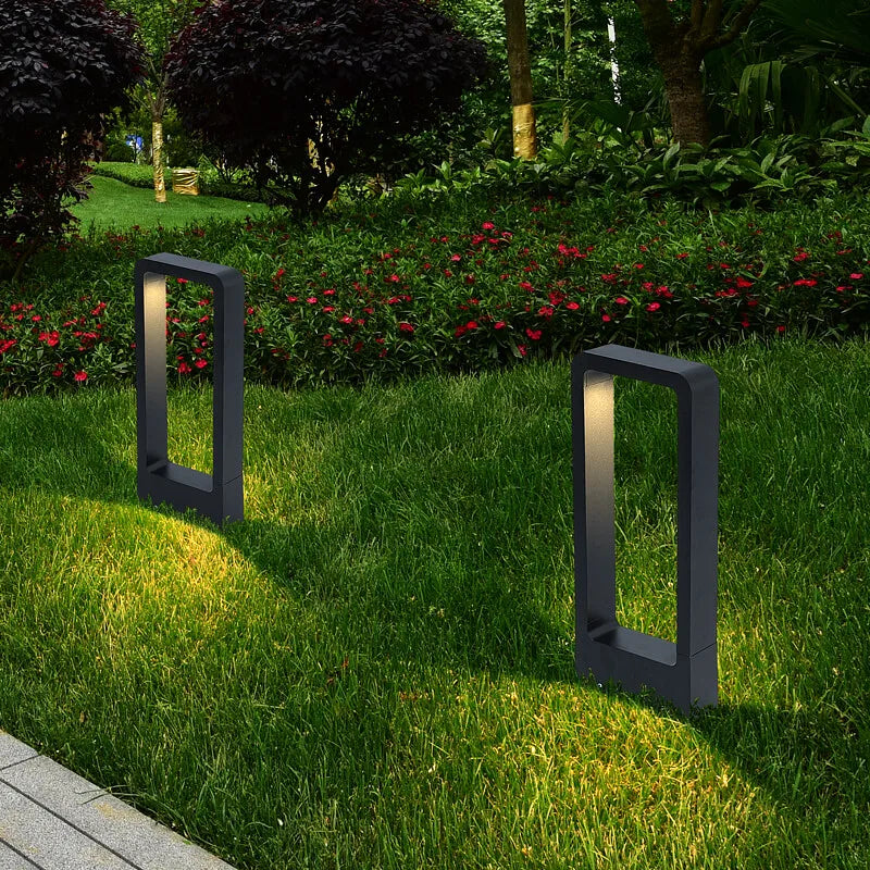 Lampe solaire moderne alliage d'aluminium led ip65 étanche noir minimaliste jardinextérieur