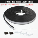ruban led flexible noir mat moderne adhésif clips adhésifs noirs blancs silicone 5m 1m