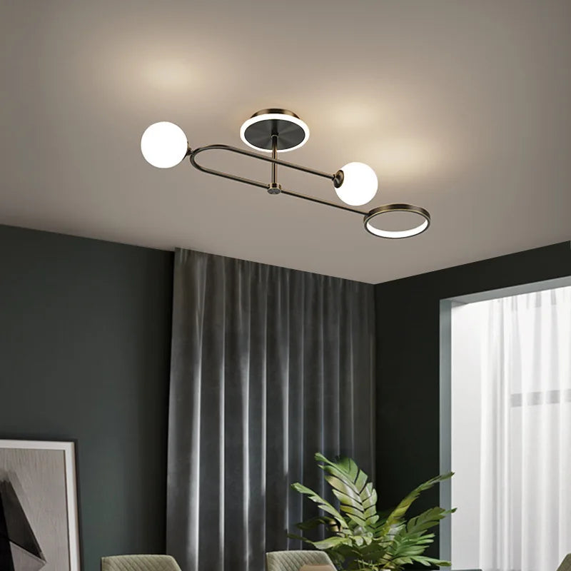 lampe suspension or blanc sphères translucides structure géométrique moderne minimaliste