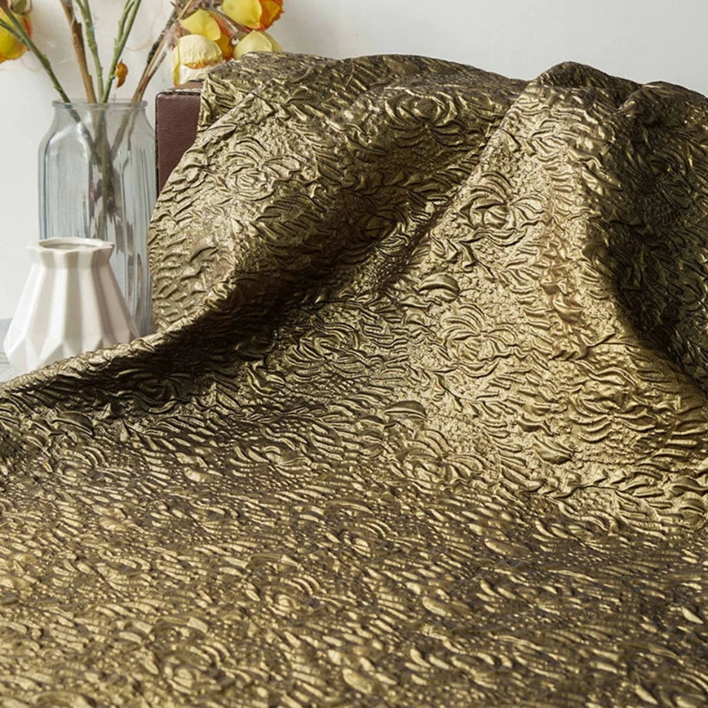 tissu decoratif doré ondulé moderne élégant biodegradable polyester 19% or 142cm large