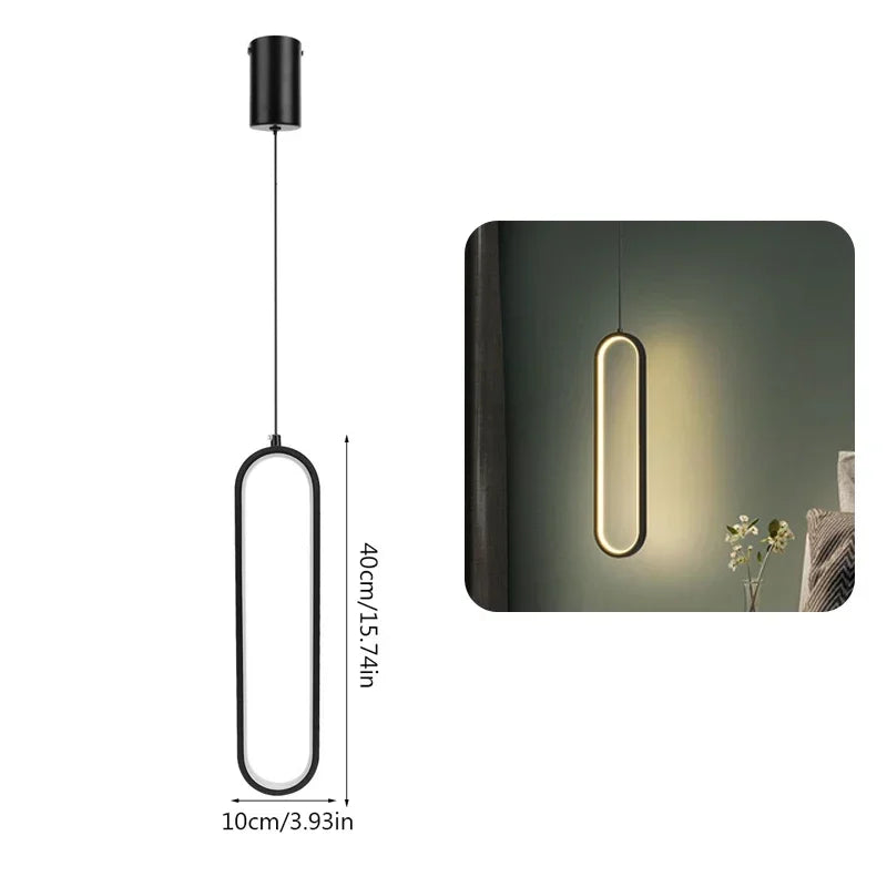 Lampe suspendue LED noir doré minimaliste intérieur chambre coucher flux lumineux faible montage semi